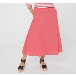 Jason Wu Woven Midi Skirt (Bright Coral, XL) A396917